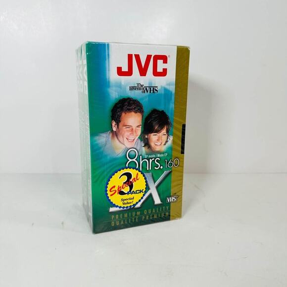 NEW SEALED JVC Blank VHS Tapes SX160 Premium Quality 8 Hour EP Mode Pack Of 3 - Picture 1 of 4